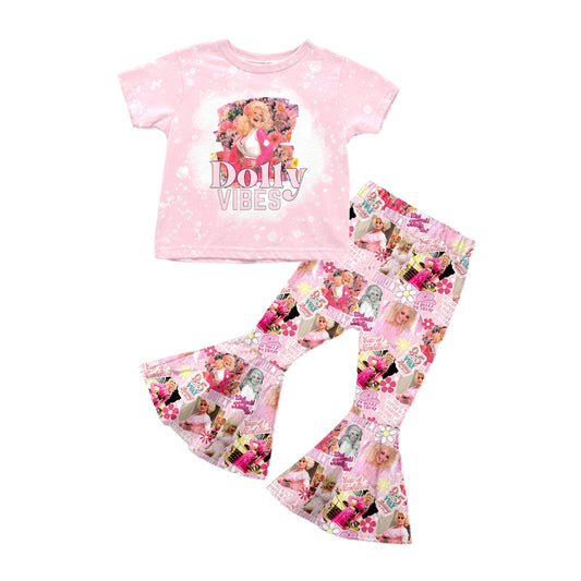 Baby Girls Pink Singer Flowers Top Bell Pants Clothes Sets Preorder(moq 5)