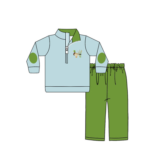 Baby Boys Mallard Ducks Print Zip Top Pants Hunting Outfits Clothes Sets preorder(MOQ 5)