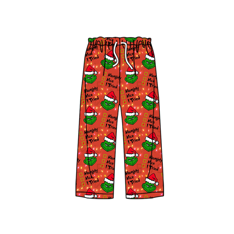 Adult Women Red Christmas Green Face Bottoms Pants Pajamas Preorder(moq 5)