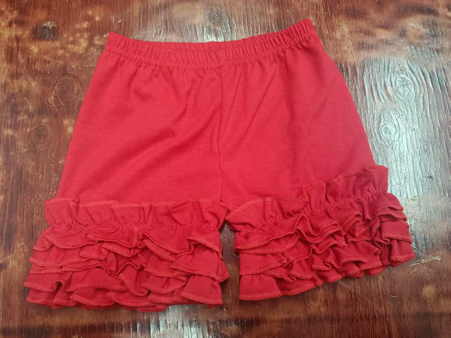 Preorder moq 5 Baby Girls Red Ruffle Summers Shorts Bottoms