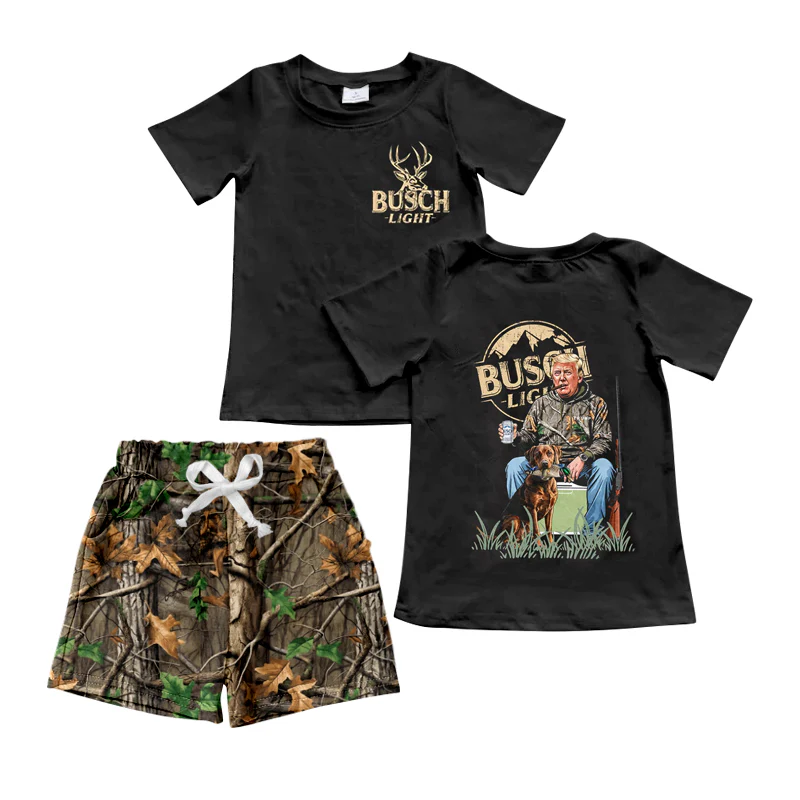 Baby Boys Black Hunting Trump Shirt Camo Shorts Clothes Sets split order preorder Nov 28th