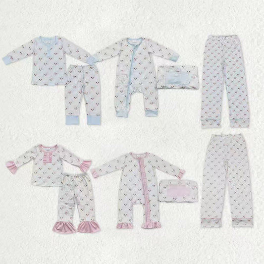 Family Sibling Santa Checked Button Top Pants Christmas Pajamas Sets Zipper Footie Rompers Adult Pants