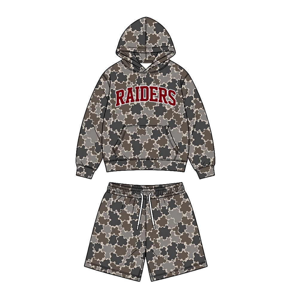 Preorder (moq 5) Baby Boys Raiders Dark Camouflage Hoodie Short Team Clothes Sets