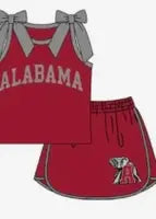 Preorder (moq 5)Baby Girls Alabama Bows Sleeveless Shirts Skirt Shorts Clothes Sets
