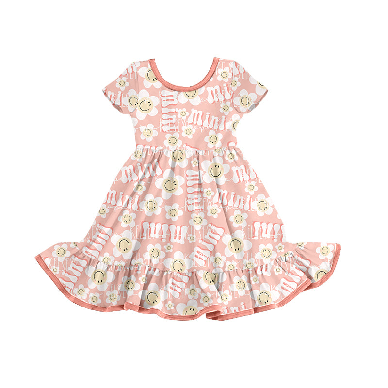 Baby Girls Flowers Mini Short Sleeve Ruffle Knee Length Dresses preorder(moq 5)