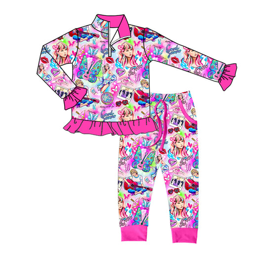 Baby Girls Colorful TS Singer Top Pants Outfits Clothes Sets Preorder(moq 5)