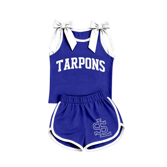 Preorder (moq 5)Baby Girls Tarpons Team Bows Shirts Shorts Clothes Sets