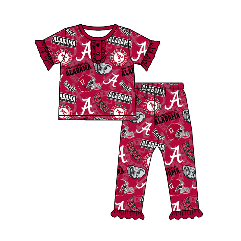 Preorder (moq 5)Baby Girls Alabama Team Top Pants Pajamas