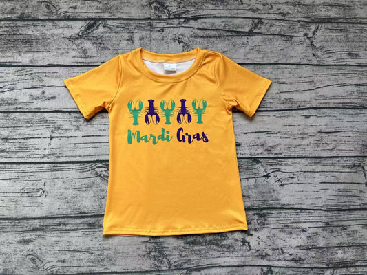 Baby Boys Mardi Gras Crawfish Yellow Short Sleeve Tee Shirts Tops