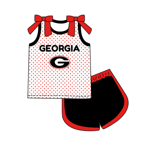 Preorder (moq 5)Baby Girls Bows Georgia Polka Dots Top Short Team Clothes Set