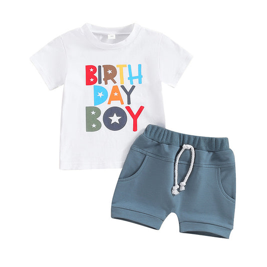 Baby Boys Birthday Boy Shirt Shorts Clothes Sets Preorder(moq 5)