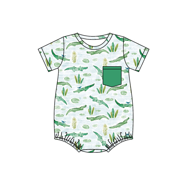 Baby Boys Crocodile Short Sleeve Rompers preorder(moq 5)