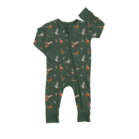 Baby Infant Boys Green Ducks Zip Long Sleeve Rompers preorder split order May 19th
