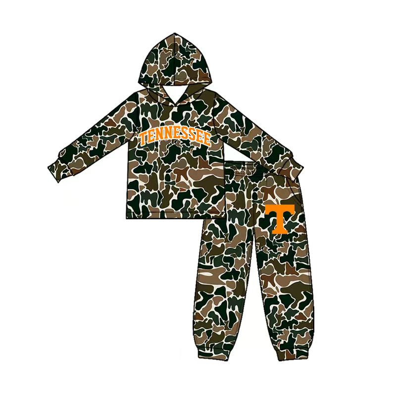 Preorder (moq 5) Baby Boy Clothes Dark Green Duck Camo Print Long Sleeve Hoodie Jogger Pant Set