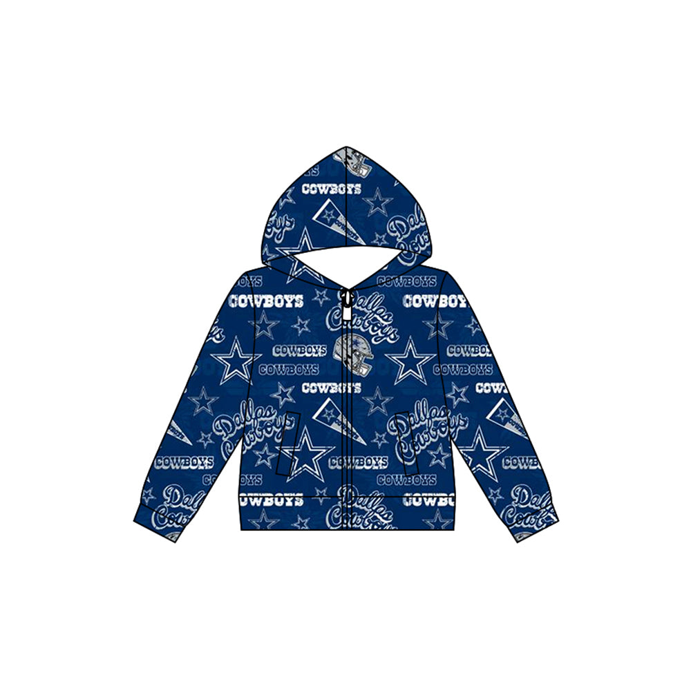 Preorder (moq 5)Baby Boys Cowboys Team Football Hooded Zip Tops Jackets