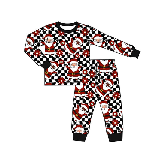 Baby Boys Christmas Santa Checkered Top Pants Pajamas Clothes Sets preorder(MOQ 5)