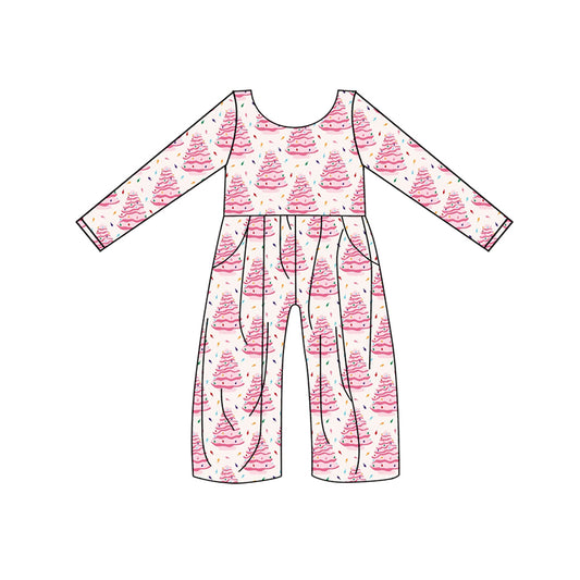 Baby Girls Christmas Pink Tree Pants Jumpsuits Preorder(moq 5)