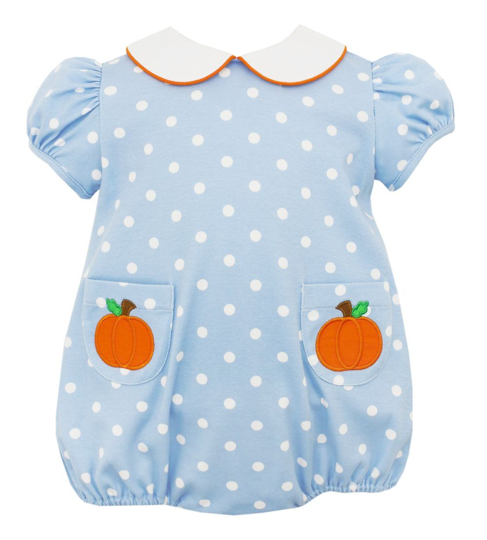 Preorder(moq 5)Baby Infant Girls Ruffle Sleeve Polka Dots Pumpkins Pockets Fall Rompers