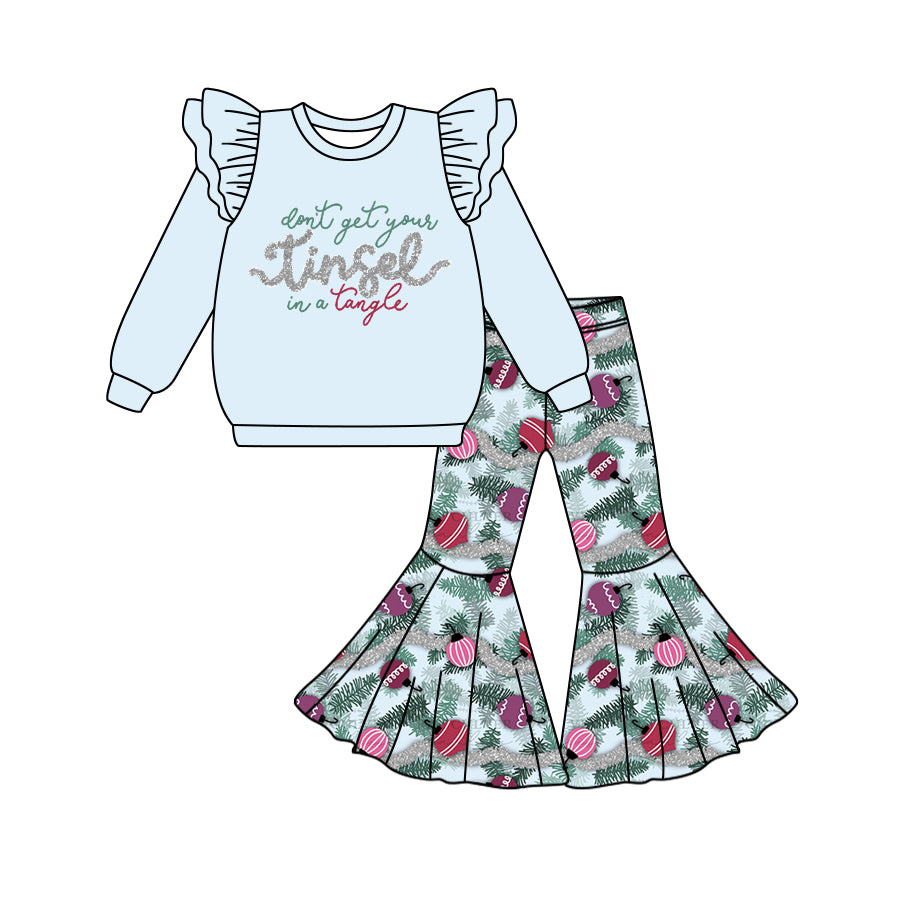 Baby Girls Christmas Tangle Tops Bell Pants Clothing Sets Preorder(moq 5)