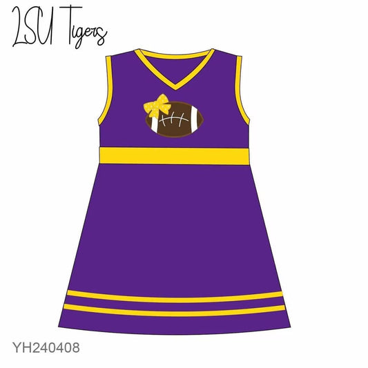 Preorder moq 5 Baby Girls LUS Tigers Team Sleeveless Knee Length Dresses