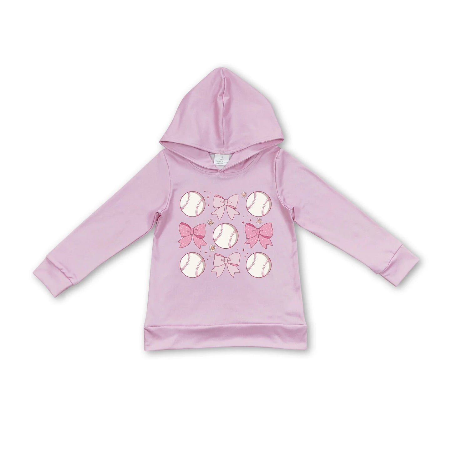 Preorder (moq 5)Baby Girls Pink Hooded Baseball Bows Pullovers Tops