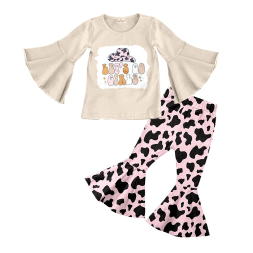 Baby Girls Western Let's Go Long Sleeve Shirt Pants Clothes Sets preorder(moq 5)