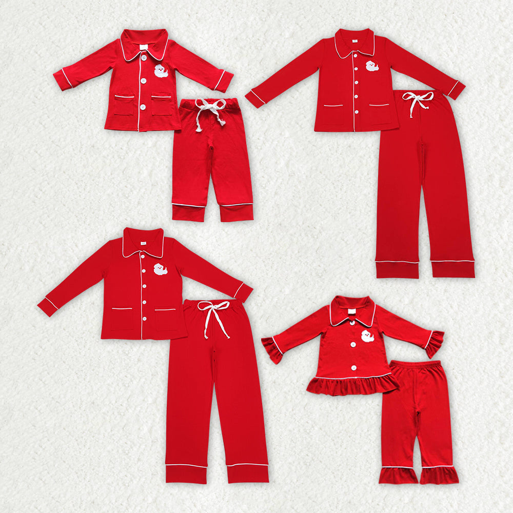 Family Christmas Santa 2pcs Button Ups Red Pajamas