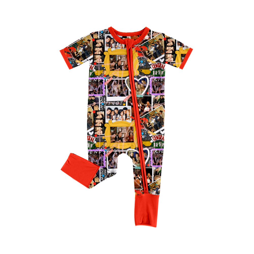 Baby Infant Boys Friends Zip Short Sleeve Rompers preorder(moq 5)