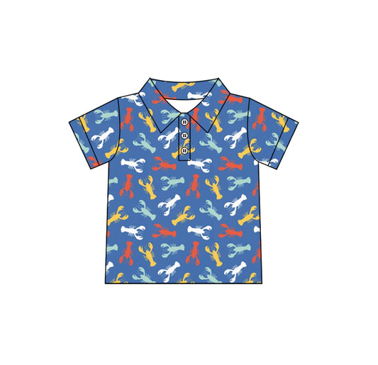 Preorder(moq 5)Baby Boys Summer Navy Crawfish Short Sleeve Tee Shirts Tops