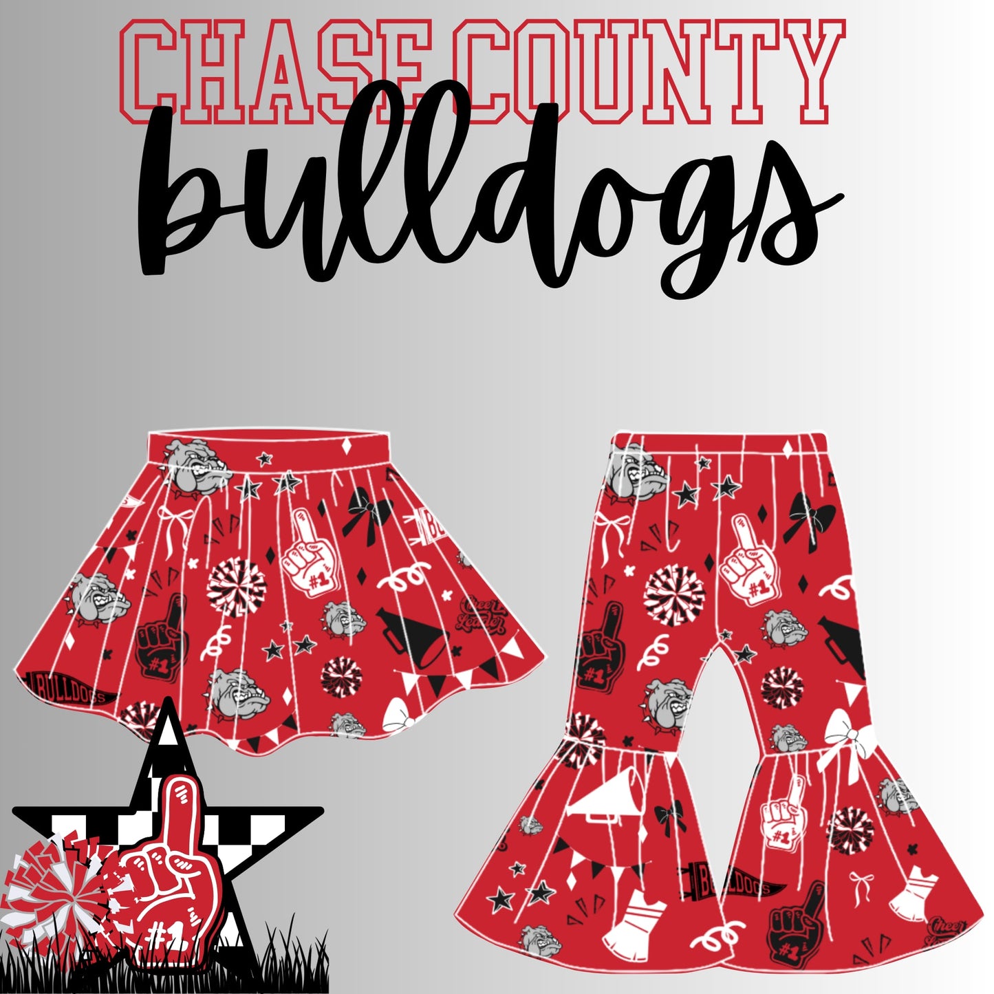 Preorder(moq 8 Each)Baby Girls Chasecounty bulldogs Skorts and Pants Team