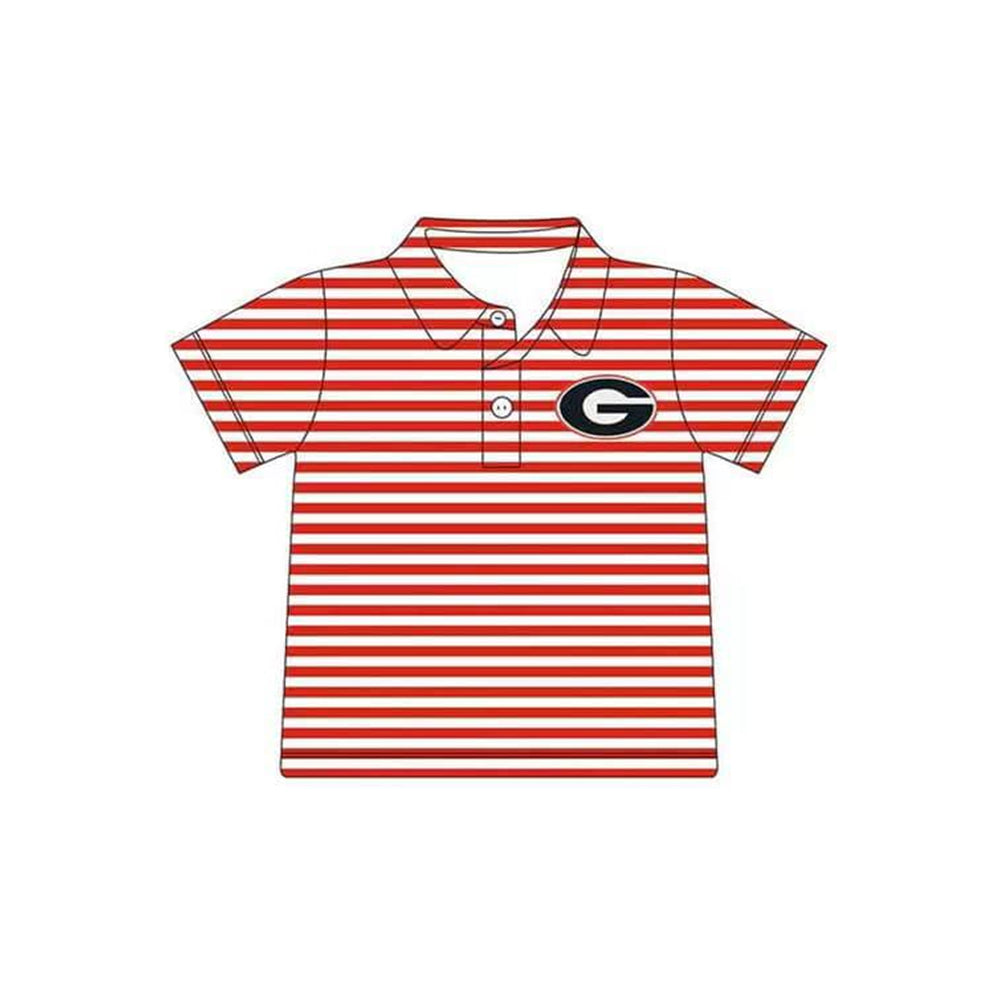 Preorder moq 5 Baby Boys Short Sleeve Red Stripe G Team Button Polo Shirt Top