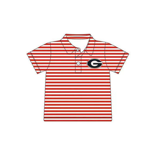Preorder moq 5 Baby Boys Short Sleeve Red Stripe G Team Button Polo Shirt Top