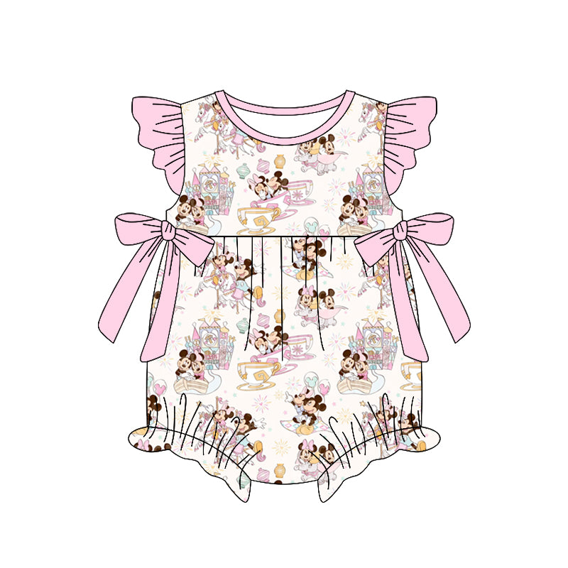 preorder(moq 5) Baby Girls Bows Cartoon Mouse Bubble Rompers