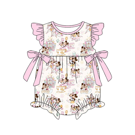preorder(moq 5) Baby Girls Bows Cartoon Mouse Bubble Rompers