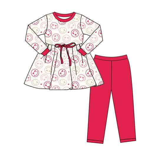 Baby Girls Red Smile Hears Tunic Legging Outfits Sets preorder(MOQ 5)