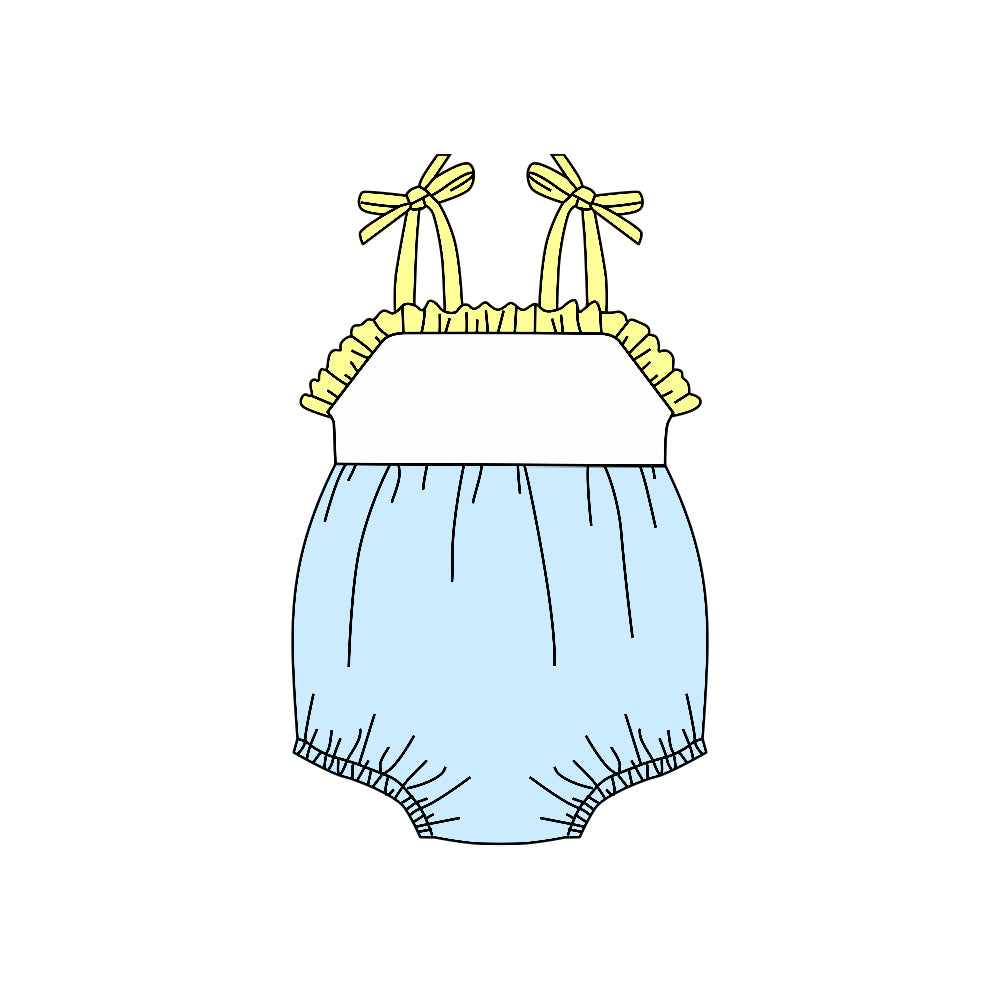 Preorder(moq 5)Baby Infant Girls Straps Blue Summer Rompers