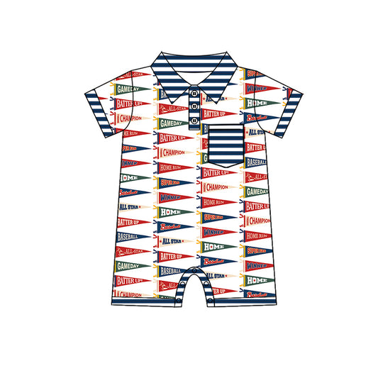 Preorder(moq 5)Baby Infant Boys Summer Team Flags Pocket Rompers