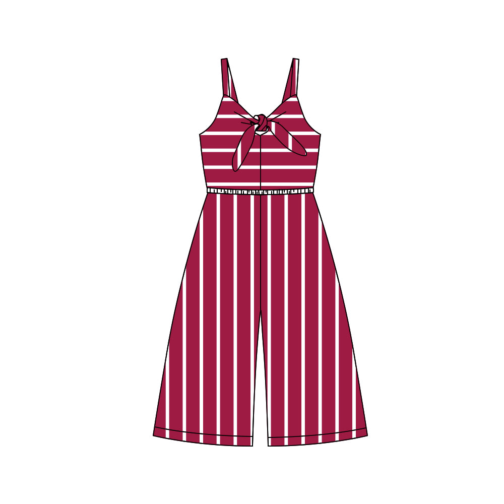 Baby Girls Wine Stripes Straps Jumpsuits Preorder(moq 5)