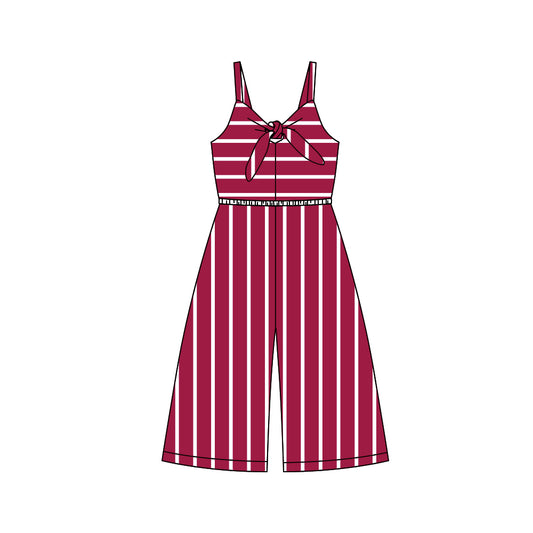 Baby Girls Wine Stripes Straps Jumpsuits Preorder(moq 5)