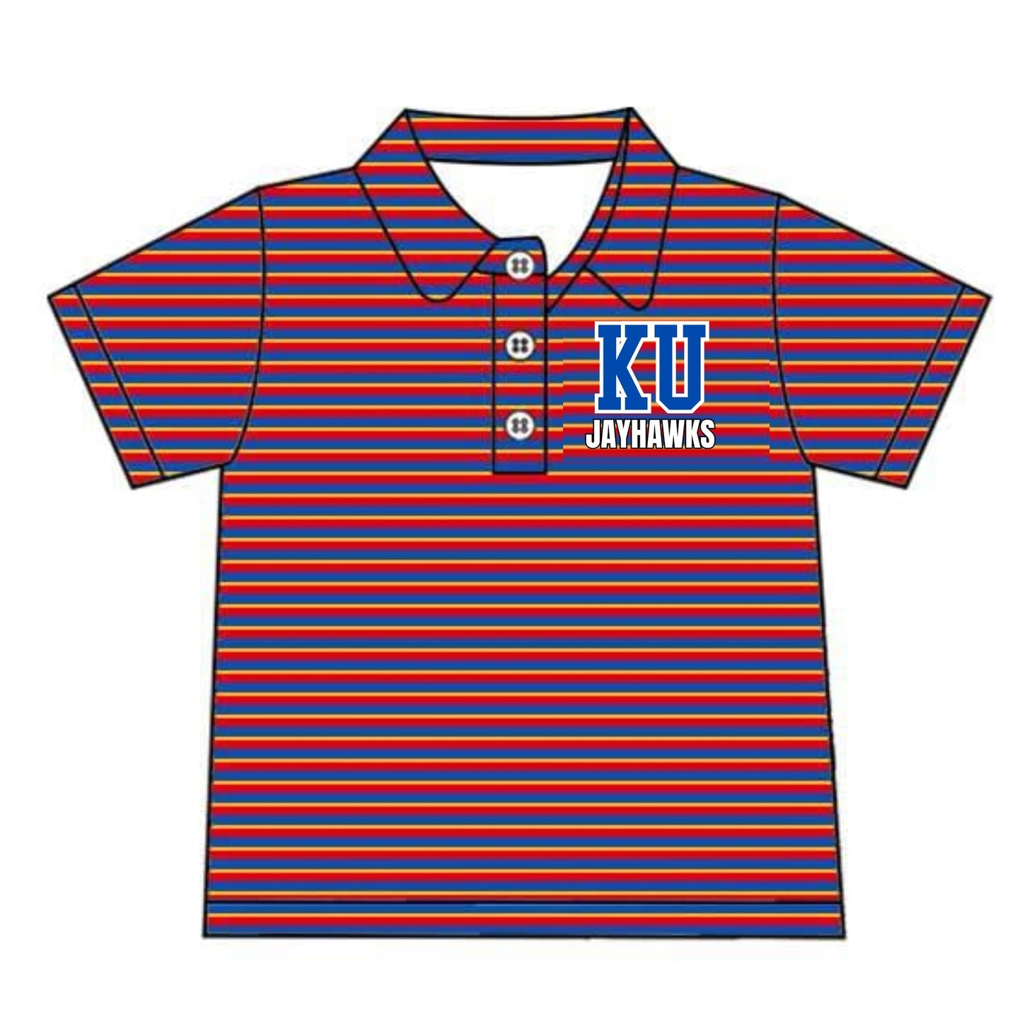 Preorder(moq 5) Baby Boys Red blue yellow Stripes Kansas University Team Short Sleeve Tee Pullovers Shirts Tops