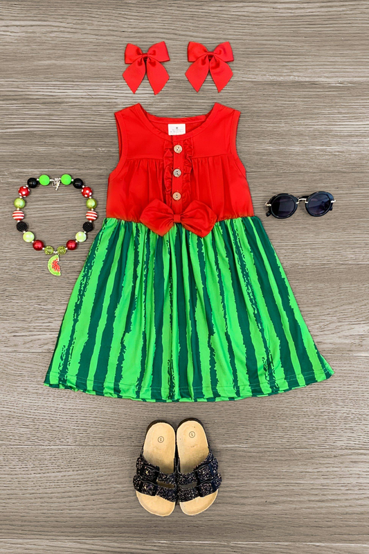 Baby Girls Watermelon Sleeveless Knee Length Dresses preorder(moq 5)