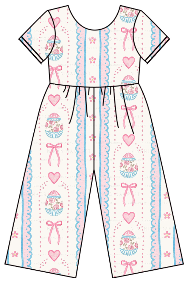 Preorder moq 5 (each item)Baby Girls Short Sleeve Rabbits Bows Flowers Pants Jumpsuits