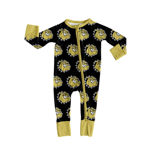 Preorder(moq 5)Baby Infant Black Color Dog Team Zip Rompers