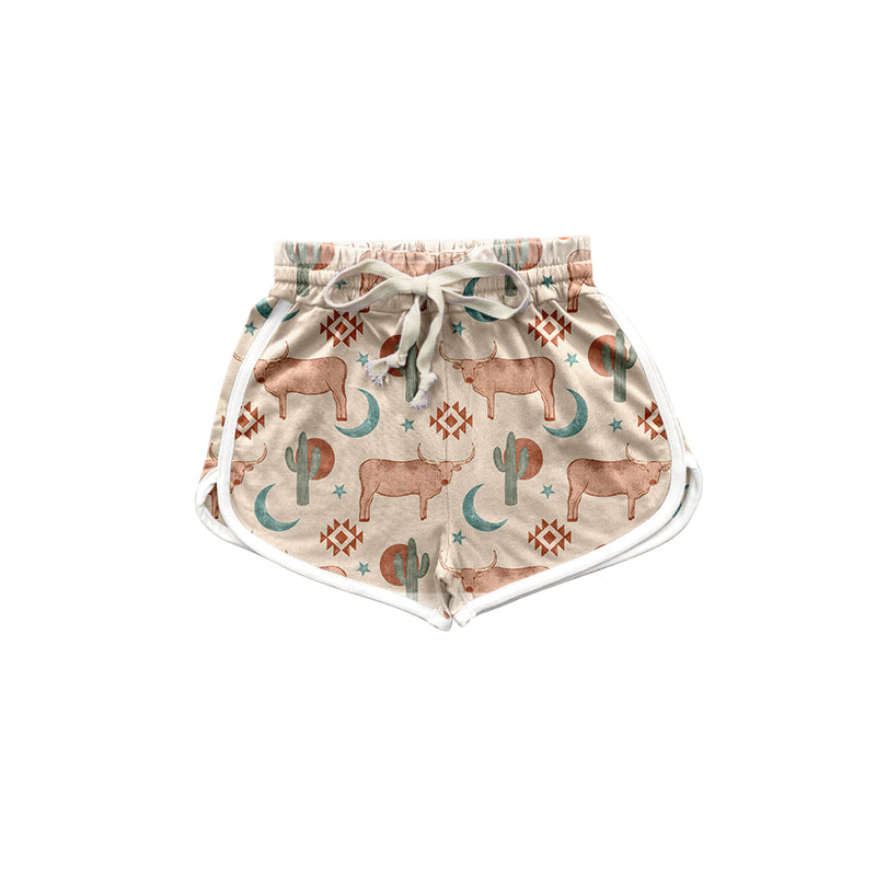 Baby Girls Western Cow Cactus Sports Shorts Bottoms Preorder(moq 5)