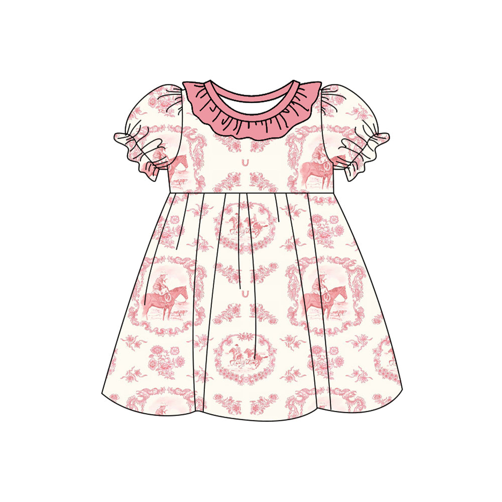 Preorder (moq 5)Baby Girls Western Rodeo Knee Length Dresses