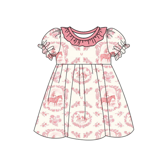 Preorder (moq 5)Baby Girls Western Rodeo Knee Length Dresses