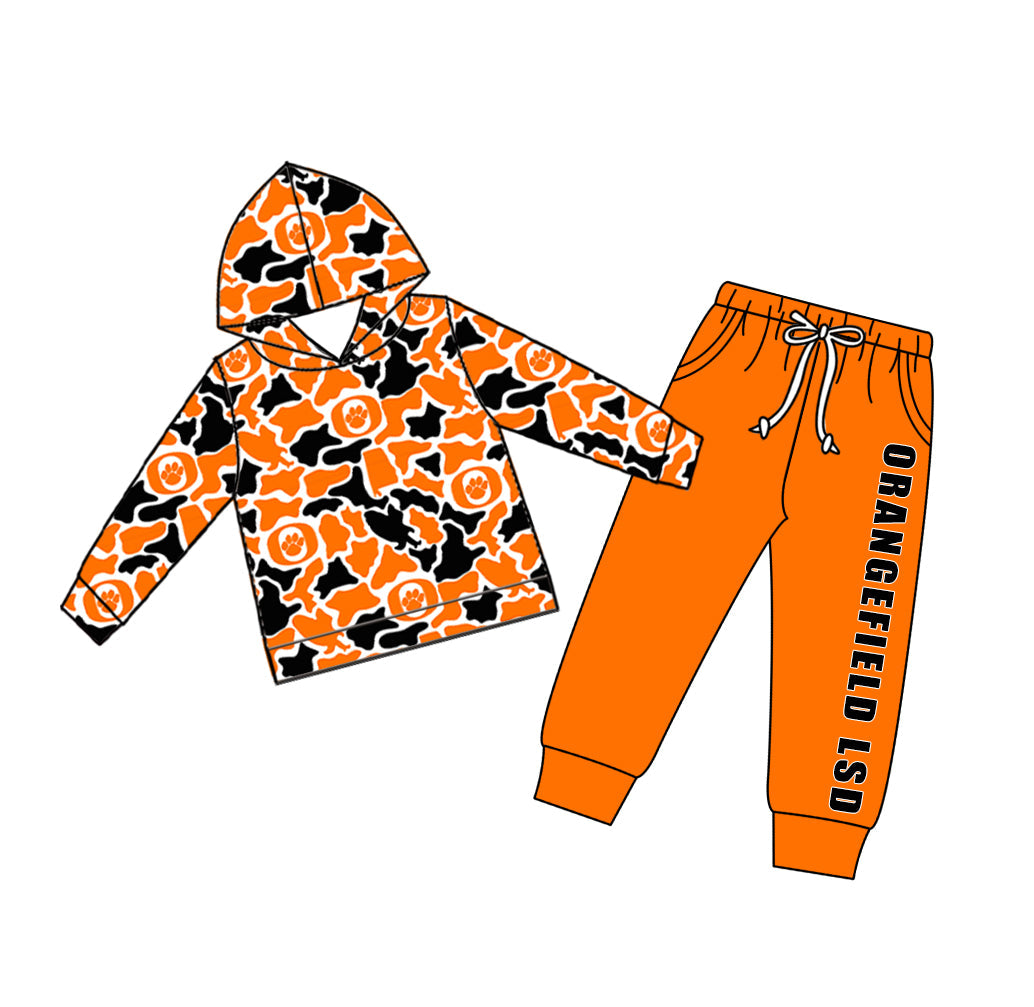 Preorder (moq 5)Baby Boys Colorful Camo Hoodies Top Pockets Jogger Team Clothes Set