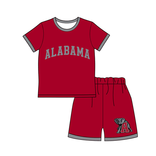 Preorder moq 5 Baby Boys Red Alabama Top Short Team Clothes Sets
