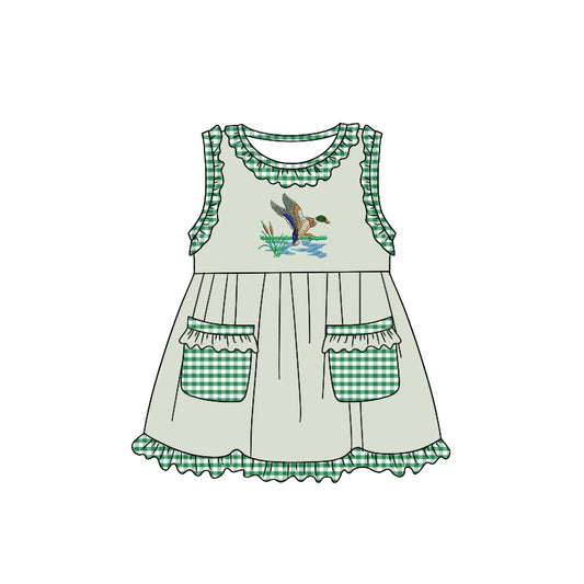 Baby Girls Duck Green Pockets Knee Length Dresses preorder(moq 5)