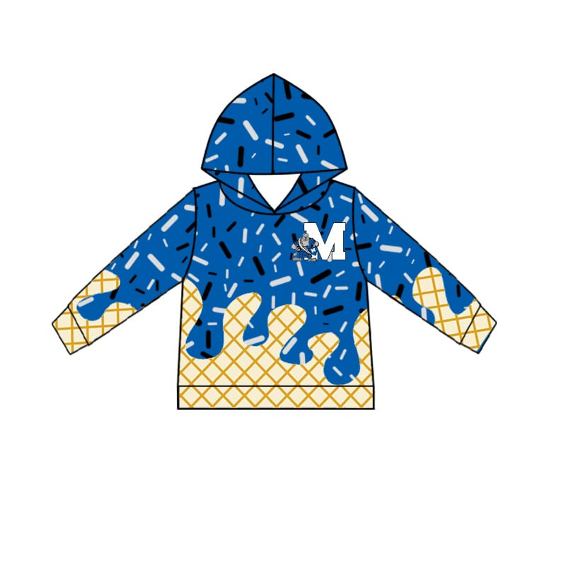 Preorder (moq 5)Baby Boys Blue Sprinkles Drip Wardogs Team Hoodies Tops